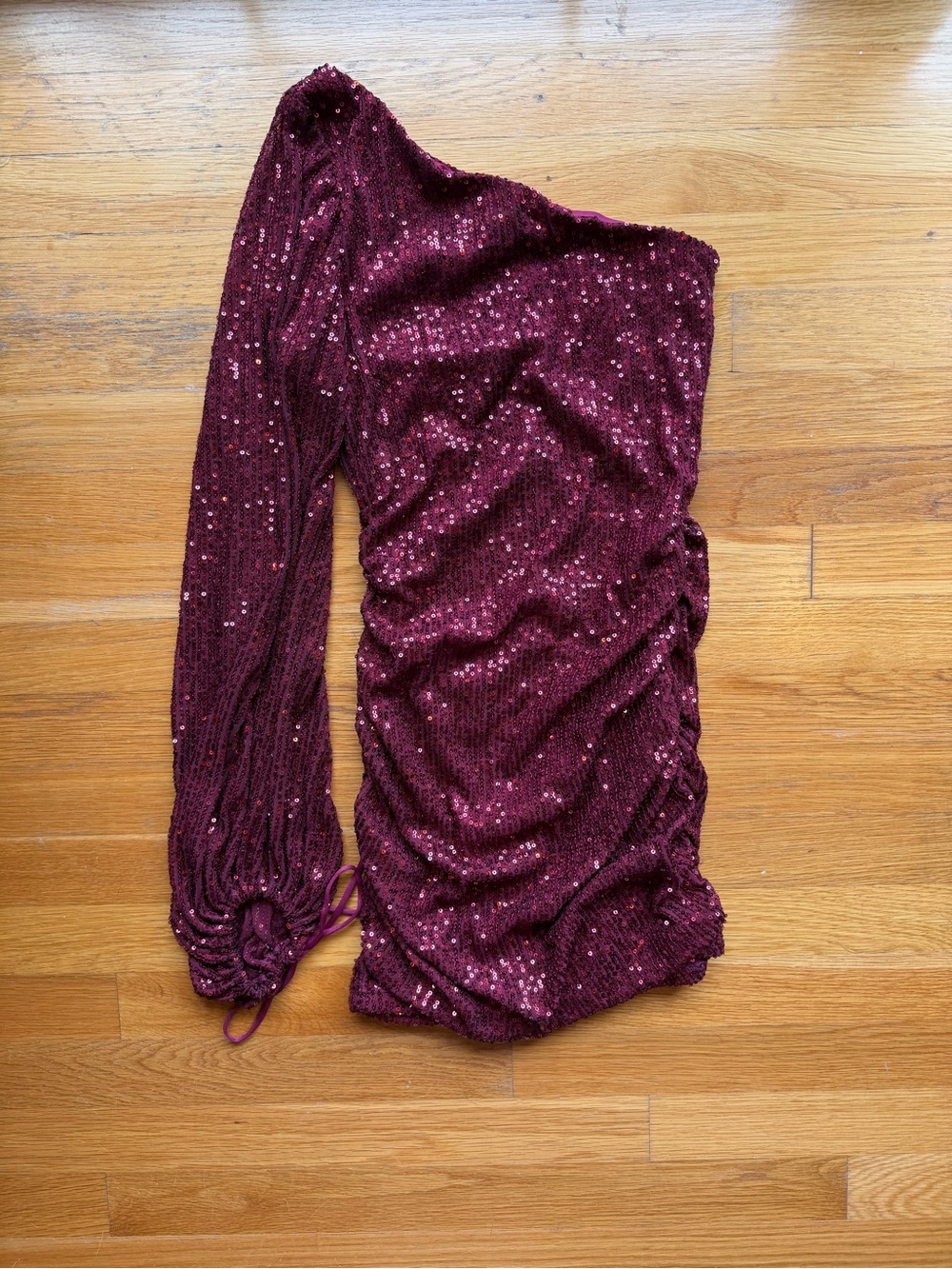 Lucy in the Sky Burgundy Sequin One Shoulder Mini Dress